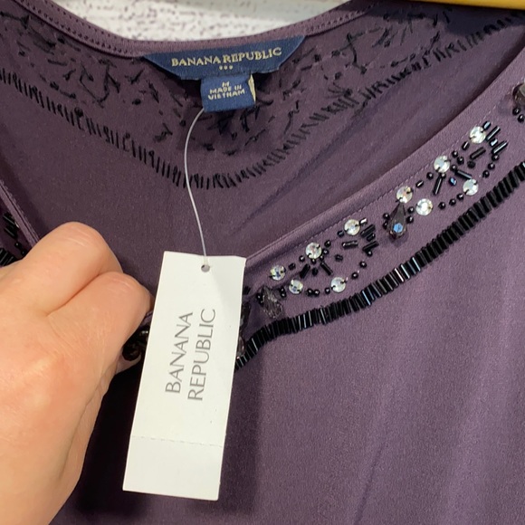 NWT purple w/beading dress Banana Republic MEDIUM - Picture 4 of 9